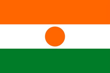 Nijer bayrakları. Düz element tasarımı. Ulusal Bayrak. Beyaz izole arkaplan 