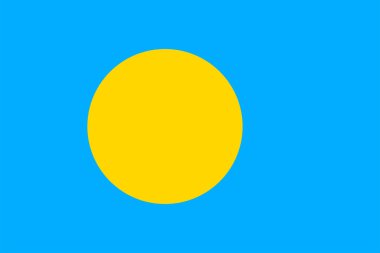 Palau bayrakları. Düz element tasarımı. Ulusal Bayrak. Beyaz izole arkaplan 