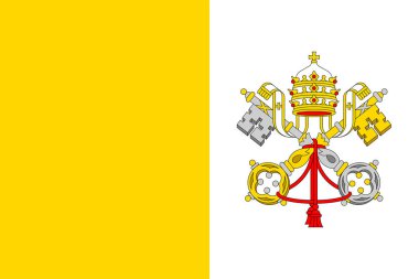 Vatikan 'ın bayrakları. Düz element tasarımı. Ulusal Bayrak. Beyaz izole arkaplan 