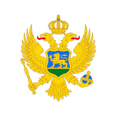 Karadağ arması. Ulusal amblem tasarımı. Beyaz izole arkaplan 