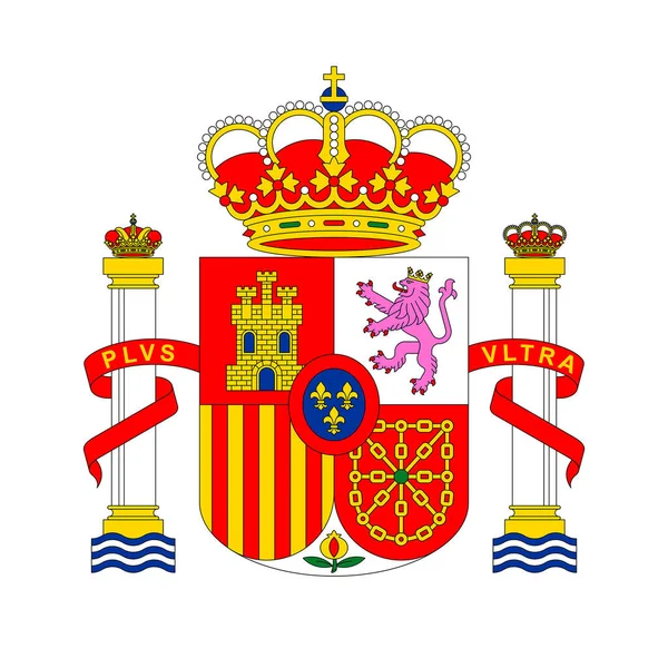 İspanya arması. Ulusal amblem tasarımı. Beyaz izole arkaplan 
