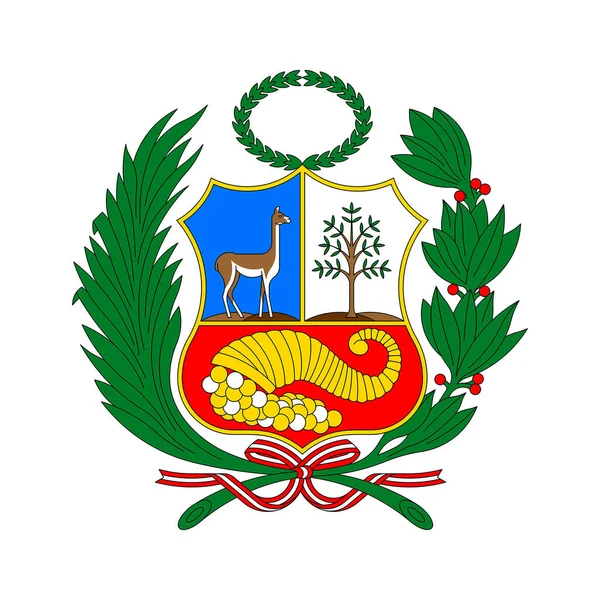 Peru arması. Ulusal amblem tasarımı. Beyaz izole arkaplan 