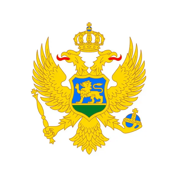 Karadağ arması. Ulusal amblem tasarımı. Beyaz izole arkaplan 