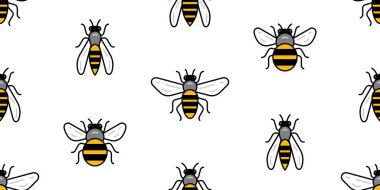 Kusursuz Arı Düzeni. Arı, eşek arısı, eşek arısı, eşek arısı. Vızıldayan böcekler simgeleri. Doğrusal stil. Modern vektör illüstrasyonu