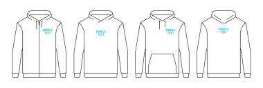 Boş beyaz adamların kapüşonlusu. Kapüşonlunun önü ve arkası boş. beyaz arkaplanda izole