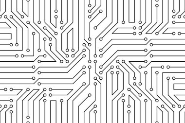 Devre panosunda kusursuz desen var. Elektronik pano. Yüksek teknoloji arka plan dokusu
