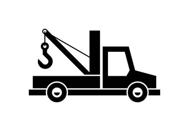 Çekici ikonu. Monokrom tarzı. beyaz arkaplanda izole