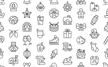 Noel deseni. Taslak simge koleksiyonu. Tatil sembolü