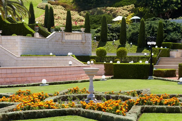 On territory of Bahai Gardens in city of Haifa, Israel. are designated UNESCO World Heritage sites as holy places and pilgrimage destinations for followers of Bahai Faith