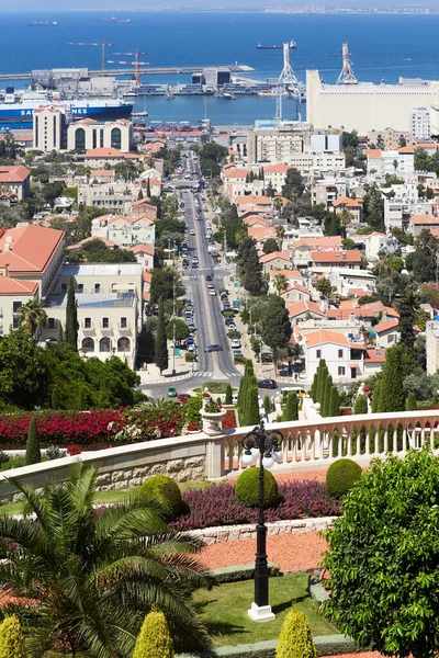 Widok Bahai Gardens Ben Gurion Street Hajfie Izrael Niemiecka Kolonia — Zdjęcie stockowe