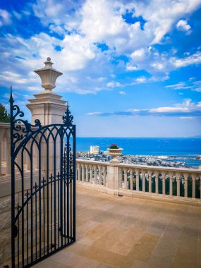 Haifa, Israel - January 3,2023:On territory of Bahai Gardens in city of Haifa, Israel.are designated UNESCO World Heritage sites as holy places and pilgrimage destinations for followers of Bahai Faith