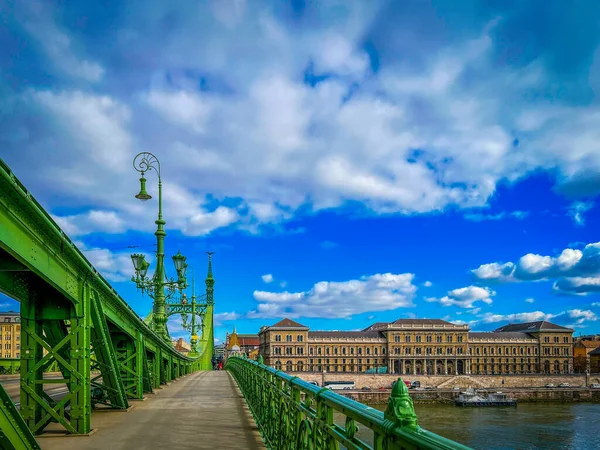 Budapest Hongrie Février 2023 Sur Pont Steel Liberty Budapest — Photo