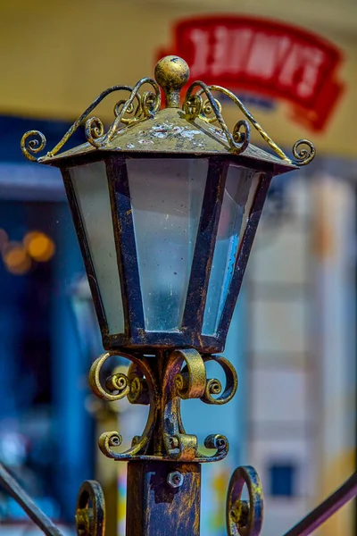 Lanternas Retro Vintage Contra Céu Cidade Velha Varsóvia Polônia — Fotografia de Stock