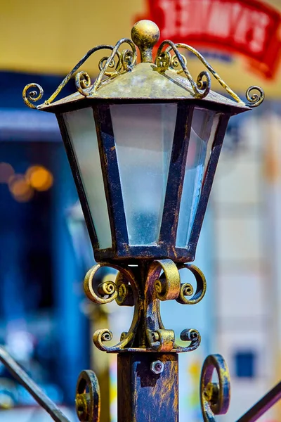 Lanternes Rétro Vintage Contre Ciel Dans Vieille Ville Scie Poland — Photo