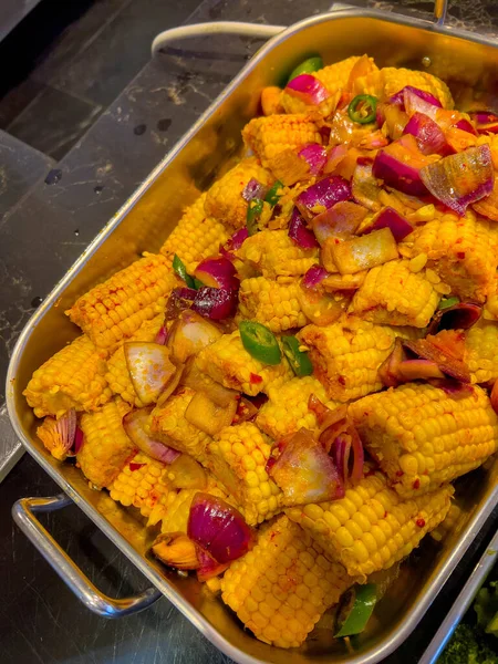 Запеченные Кукурузы Чили Лайм Лук Перец Мероприятии Общественного Питания Некоторые — стоковое фото