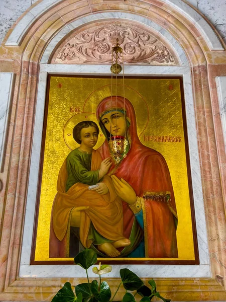 Haifa Israel Abril 2023 Icono Madre Dios Santa Iglesia Ortodoxa — Foto de Stock