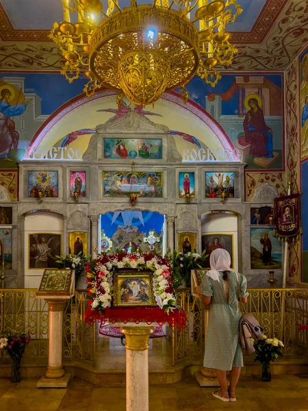 Haifa Israel Abril 2023 Icono Resurrección Cristo Iconostasio Santa Iglesia —  Fotos de Stock