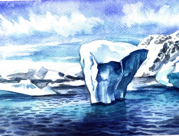 watercolor illustration of iceberg
