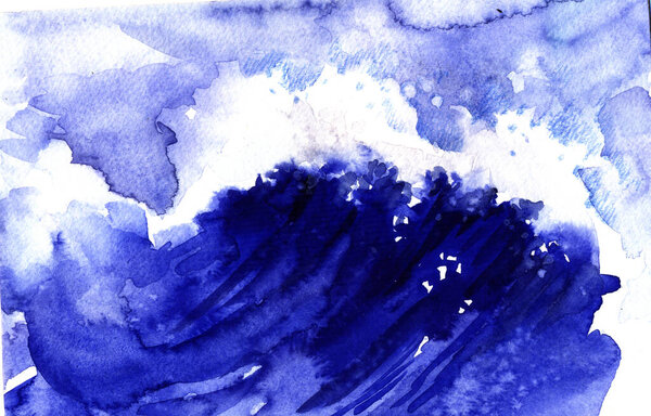 watercolor painting of wave