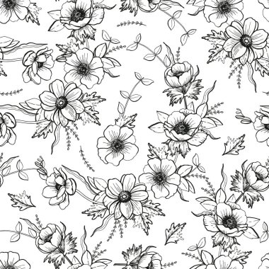 Klasik bahar çiçekleri deseni