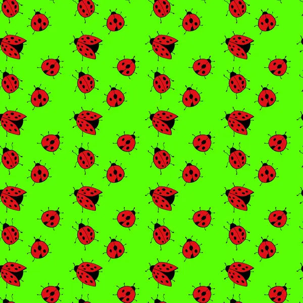 Bright Pattern Ladybugs Vector Illustration Manual Graphics Seamless Ornament Decorating — Stock Vector