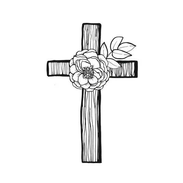 Vintage Spring Flower Cross Vector Easter Illustration — Stock Vector