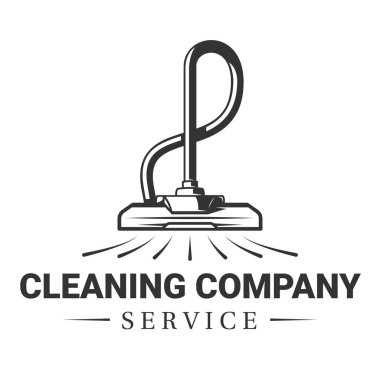 Elektrikli süpürge. Eski temizlik servisi etiketi. Vektör illüstrasyonu