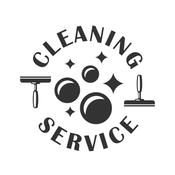 Broom Cleaning Vintage Cleaning Service Label Vector Illustration — Stock Vector
