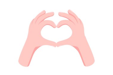 Hands fold the shape of a heart isolated on white background. Cartoon style. Element for design. Vector illustration