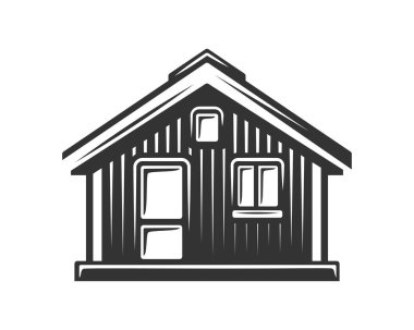 Siluet vintage ev. Vektör illüstrasyonu