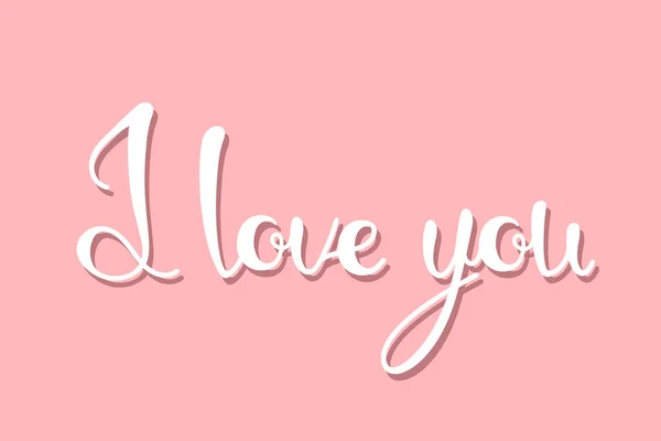 Love You Lettering Isolated Pink Background Calligraphy Card Heart You — 图库矢量图片