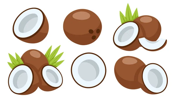 stock vector Set of coconut icons isolated on white background. Cartoon style. Vector illustration