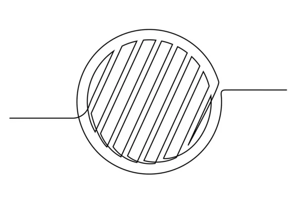 Безперервна Лінія Малювання Гриля Барбекю Ізольована Білому Тлі Концепція Барбекю — стоковий вектор