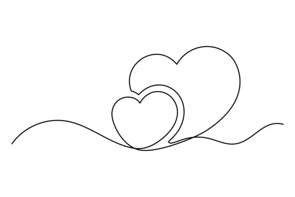 Corações Doodle Linha Contínua Desenhando Corações Isolados Sobre Fundo Branco — Vetor de Stock