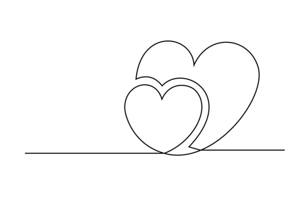 Серця Каракулі Безперервна Лінія Малює Серця Ізольовані Білому Тлі Векторні — стоковий вектор