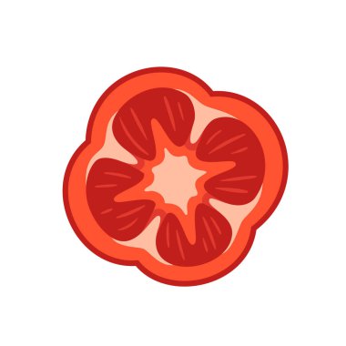 Beyaz arka planda tatlı kırmızı dolma biber. Çizgi film tarzında dolmalık biber. Vektör illüstrasyonu