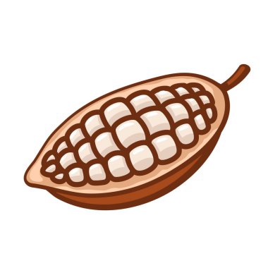 Beyaz arka planda izole edilmiş kakao çekirdekleri. Logo şablonu. Kakao fasulyesi. Tasarım elemanları. Vektör illüstrasyonu