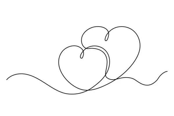 Čmáranice Srdce Nepřetržitá Čára Kreslí Srdce Izolovaná Bílém Pozadí Vektorová — Stockový vektor
