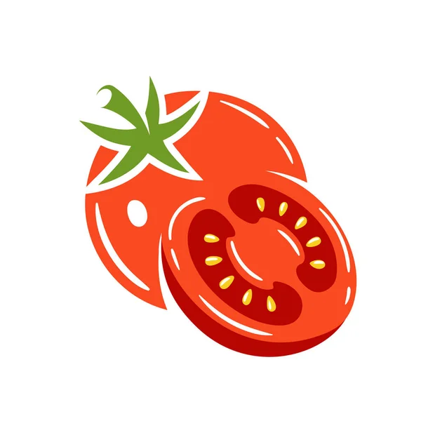 Pomodoro Rosso Isolato Sfondo Bianco Illustrazione Vettoriale — Vettoriale Stock