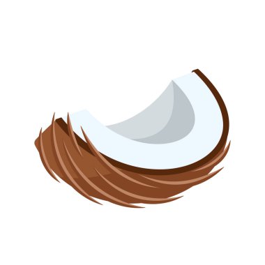 Hindistan cevizi simgesi beyaz arkaplanda izole edildi. Çizgi film tarzı. Vektör illüstrasyonu