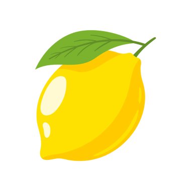 Beyaz arka planda sarı limon izole edilmiş. Düz stil. Vektör illüstrasyonu