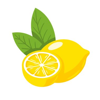 Beyaz arka planda sarı limon izole edilmiş. Düz stil. Vektör illüstrasyonu