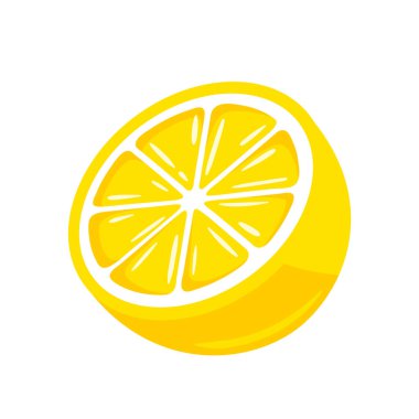 Beyaz arka planda sarı limon izole edilmiş. Düz stil. Vektör illüstrasyonu