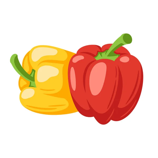 Süße Rote Und Gelbe Paprika Isoliert Auf Weißem Hintergrund Paprika — Stockvektor