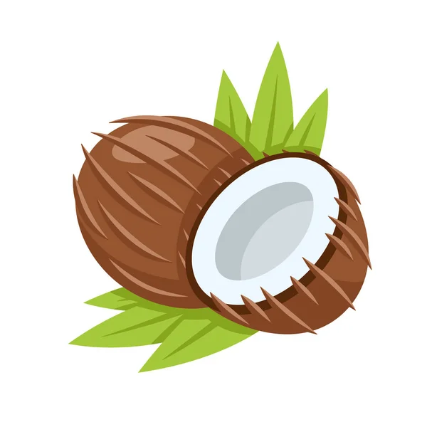 Kokosnuss Symbol Isoliert Auf Weißem Hintergrund Cartoon Stil Vektorillustration — Stockvektor