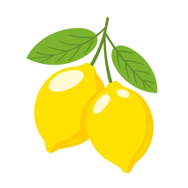 Limón Amarillo Aislado Sobre Fondo Blanco Estilo Plano Ilustración Vectorial — Vector de stock