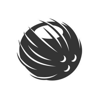 Beyaz arkaplanda izole edilmiş klasik hindistan cevizi simgesi. Vektör illüstrasyonu