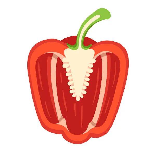 Peperoncino Rosso Dolce Isolato Fondo Bianco Peperoncino Stile Cartone Animato — Vettoriale Stock