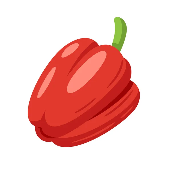Süße Rote Paprika Isoliert Auf Weißem Hintergrund Paprika Cartoon Stil — Stockvektor