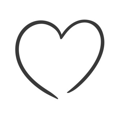 Siyah kalp şekli beyaz arka planda izole edilmiş. Vektör illüstrasyonu